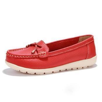 Women Genuine Leather Summer Flats/ Loafers-orange-5-JadeMoghul Inc.
