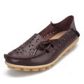 Women Genuine Leather Summer loafers With Cut Work Floral Detailing-Coffee-4.5-JadeMoghul Inc.