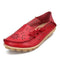 Women Genuine Leather Summer loafers With Cut Work Floral Detailing-Red-4.5-JadeMoghul Inc.