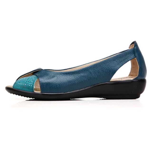 Women Genuine Leather Summer Sandals-Blue-4-JadeMoghul Inc.