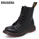 Women Genuine Leather Winter Lace Up Boots With Soft Fur Lining-black with wool-5-JadeMoghul Inc.
