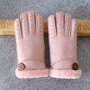 Women Genuine Sheepskin Winter Gloves With Thick Warm Fur Lining-Beige-Length 23 Width 10cm-JadeMoghul Inc.