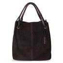 Women Genuine Split Suede Leather Tote Shoulder Bag-Deep Coffee-China-JadeMoghul Inc.