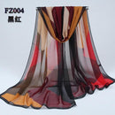 Women Geometric Print Summer chiffon Scarf-FZ004 black red-JadeMoghul Inc.