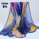 Women Geometric Print Summer chiffon Scarf-FZ004 blue-JadeMoghul Inc.