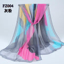 Women Geometric Print Summer chiffon Scarf-FZ004 Grey Pink-JadeMoghul Inc.