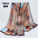 Women Geometric Print Summer chiffon Scarf-FZ019 coffee-JadeMoghul Inc.