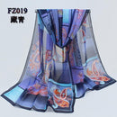 Women Geometric Print Summer chiffon Scarf-FZ019 Dark blue-JadeMoghul Inc.