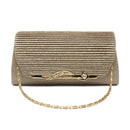 Women Glitter Satin Evening Bag With Metal Plate Detailing-Black-JadeMoghul Inc.