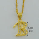 Women Gold Color Initial Pendant And Chain With Cubic Zircon-Choose Letter B-45cm Thin Chain-JadeMoghul Inc.