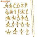 Women Gold Color Initial Pendant And Chain With Cubic Zircon-Choose Letter E-45cm Thin Chain-JadeMoghul Inc.