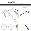 Women Gothic Steam Punk Round Shaped Sunglasses-6631 gold clear-JadeMoghul Inc.