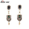 Women Green Crystal Long Drop Earrings--JadeMoghul Inc.