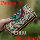 Women Heavy Thai Embroidered Double Zipper Pocket wallet/ Wristlet-Pattern 10 Red-JadeMoghul Inc.