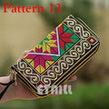 Women Heavy Thai Embroidered Double Zipper Pocket wallet/ Wristlet-Pattern 13 Red-JadeMoghul Inc.
