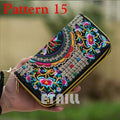 Women Heavy Thai Embroidered Double Zipper Pocket wallet/ Wristlet-Pattern 15 Red-JadeMoghul Inc.