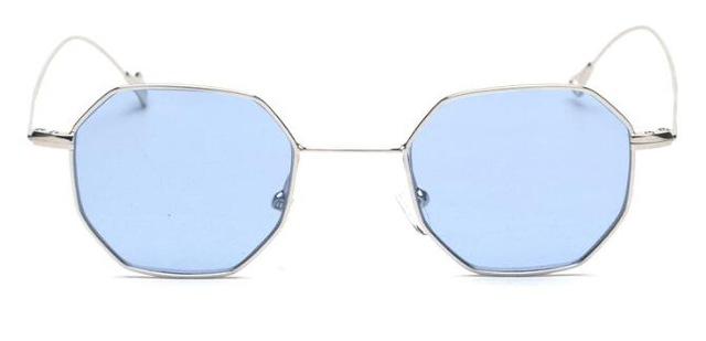 Women Hexagonal Color Tinted Sunglasses With 100% UV 400 Protection-clear blue-as shown in photo-JadeMoghul Inc.