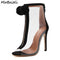 Women High Heel Peep Toe Transparent Clear Ankle Boots-black-5-JadeMoghul Inc.