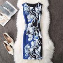 Women High Quality Printed Pencil Cut Dress-BAB-L-JadeMoghul Inc.