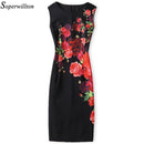 Women High Quality Printed Pencil Cut Dress-BAB-L-JadeMoghul Inc.