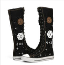 Women Knee High Canvas Shoes-h-4.5-JadeMoghul Inc.