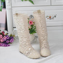 Women Knee High Lace Boots-Beige-4.5-JadeMoghul Inc.