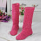 Women Knee High Lace Boots-rose pink-4.5-JadeMoghul Inc.