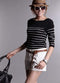 Women Knitted Cashmere Wool Striped Sweater