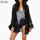 Women Lace and Chiffon kimono Cardigan Top-Beige-S-JadeMoghul Inc.