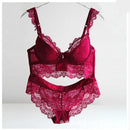 Women Lace Embroidery Bra And All Lace Seamless Panties Set-Red-70A-JadeMoghul Inc.