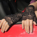 Women Lace Finger Less Gloves-Black-JadeMoghul Inc.