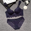 Women Lace Padded Push Up Bra And Lined Lace Seamless Panties Set