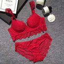 Women Lace Padded Push Up Bra And Lined Lace Seamless Panties Set