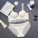 Women Lace Padded Push Up Bra And Lined Lace Seamless Panties Set
