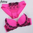 Women Lace Push Up Women Bra And Embroidered Panties Set-Rose-80C-JadeMoghul Inc.