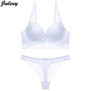 Women Lace Push Up Women Bra And Sheer Lace Panties Set-White-75A-JadeMoghul Inc.