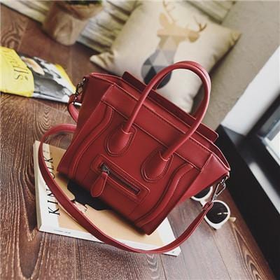 Women Large Capacity Color Block Hand Bag With front Zipper Pocket-red-29cm-JadeMoghul Inc.