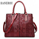 Women Large Capacity Faux Leather Snake Skin Embossed Office Bag / Hand Bag-Black-China-32X14X24cm-JadeMoghul Inc.