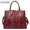 Women Large Capacity Faux Leather Snake Skin Embossed Office Bag / Hand Bag-Black-China-32X14X24cm-JadeMoghul Inc.