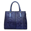 Women Large Capacity Faux Leather Snake Skin Embossed Office Bag / Hand Bag-Blue-China-32X14X24cm-JadeMoghul Inc.