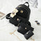 Women Leather 3 Piece Backpack / Purse / Wallet Set with Bow Detailing-Black-JadeMoghul Inc.