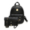 Women Leather 3 Piece Backpack/Wristlet / Key Chain Set-Black-China-Medium-JadeMoghul Inc.