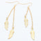 Women Long Double Chain And Feather Drop Earrings-Gold-JadeMoghul Inc.