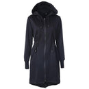 Women Long Hooded Zipper Coat-Black-S-JadeMoghul Inc.