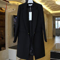 Women Long One Button Coat/ Blazer In Solid Colors-coat-Black-S-JadeMoghul Inc.