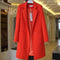 Women Long One Button Coat/ Blazer In Solid Colors-coat-Dark Orange-S-JadeMoghul Inc.