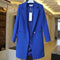 Women Long One Button Coat/ Blazer In Solid Colors-coat-Royal Blue-S-JadeMoghul Inc.