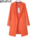 Women Long One Button Coat/ Blazer In Solid Colors-coat-White-S-JadeMoghul Inc.