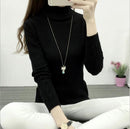 Women Long Sleeve Turtle Neck Cable Knit Sweater-Black-S-JadeMoghul Inc.