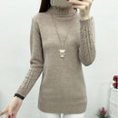 Women Long Sleeve Turtle Neck Cable Knit Sweater-Pink-S-JadeMoghul Inc.